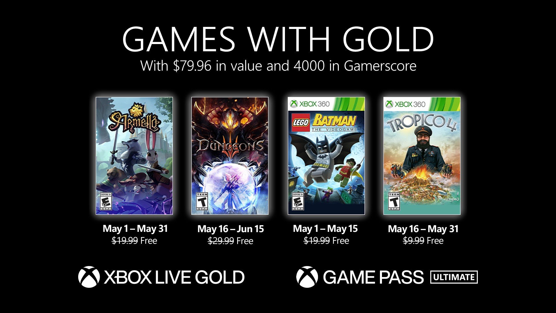 heldin realiteit patrouille Xbox Live Games With Gold May 2021 Lineup Revealed