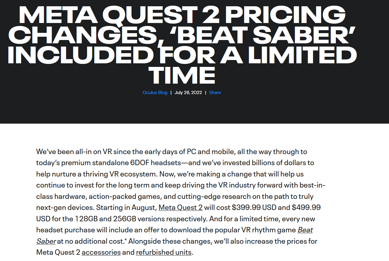 Meta quest 2 price