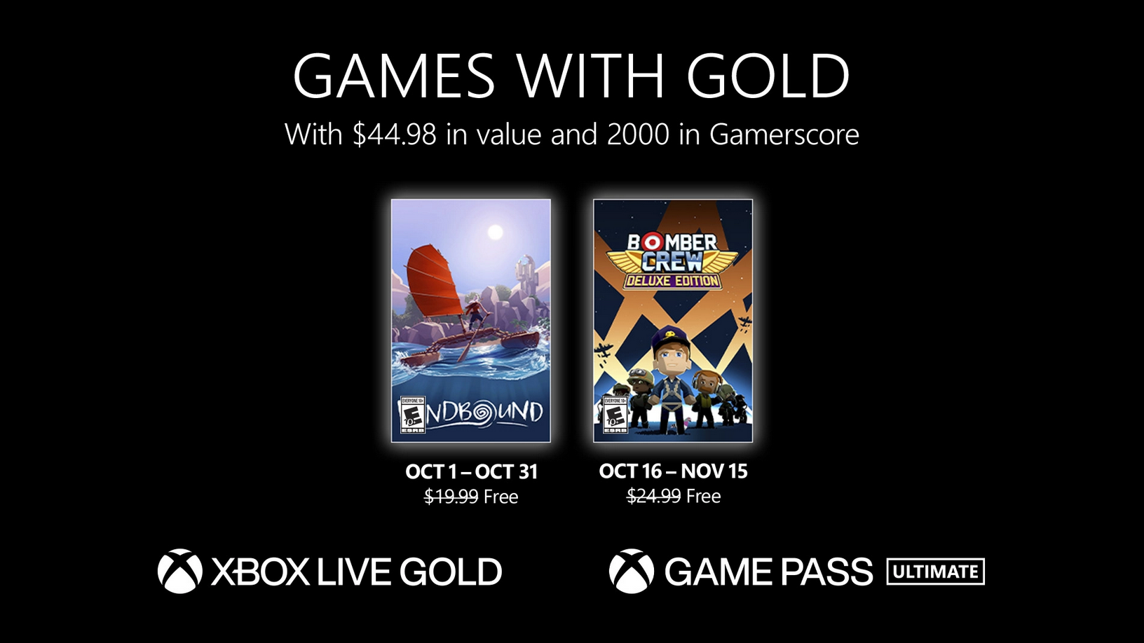 Xbox games with gold october 2022