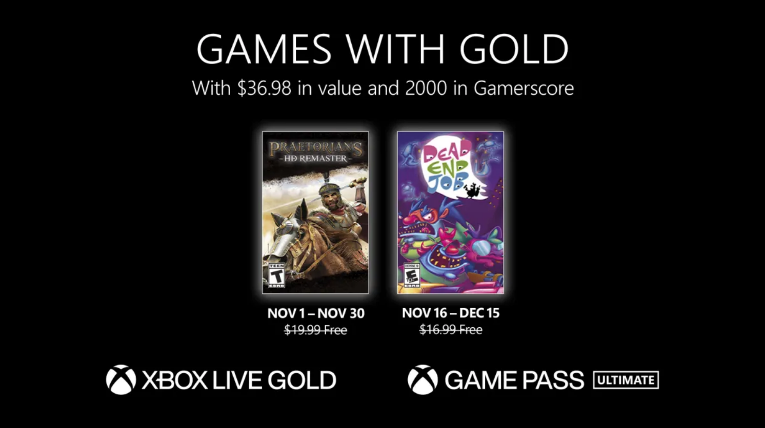 Xbox games with gold november 2022