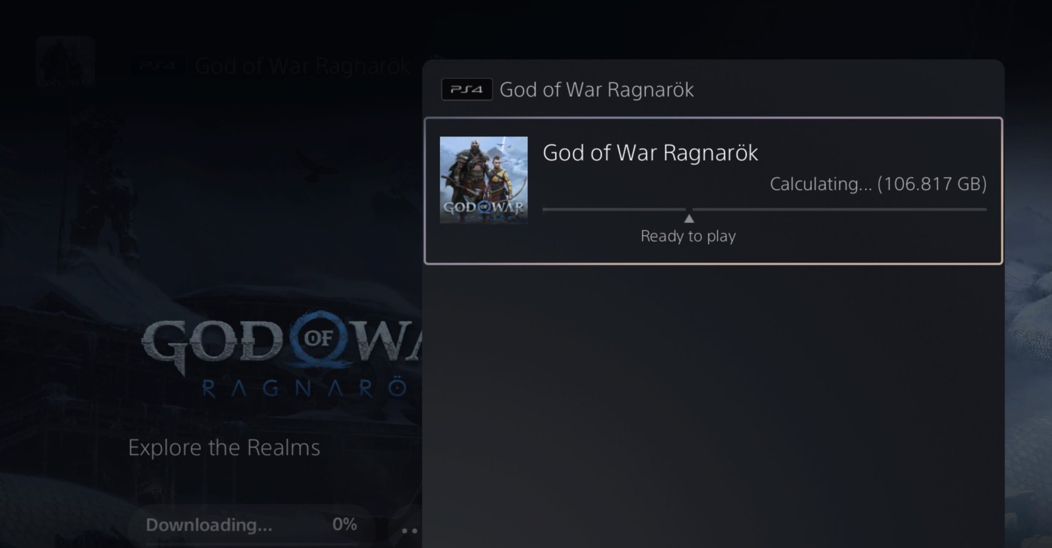 God of war ragnarok pre-load size