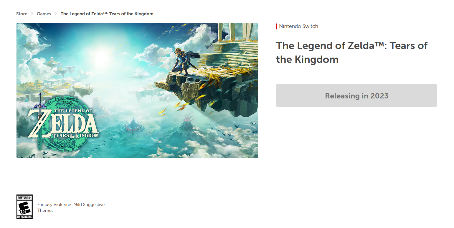 The legend of zelda tears of the kingdom rated