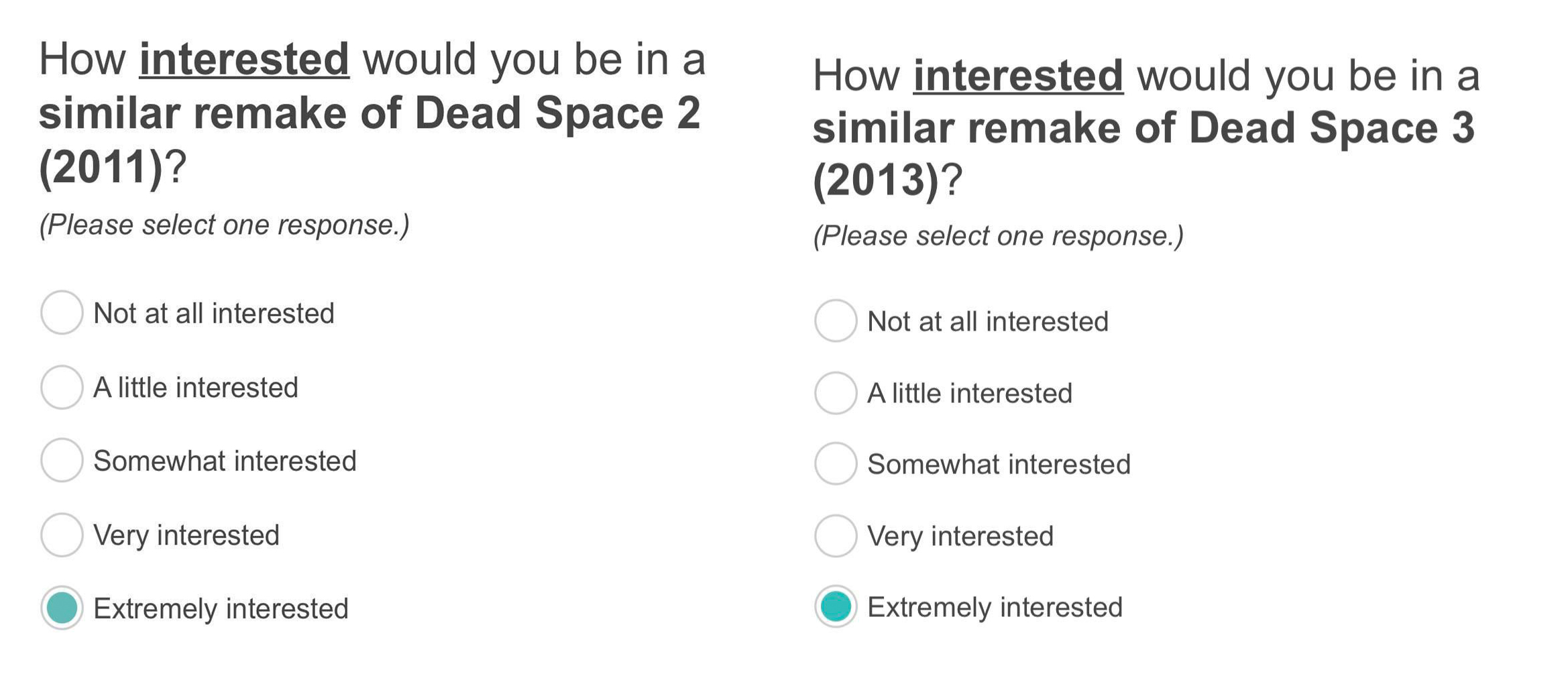 Dead space 2 3 remake survey