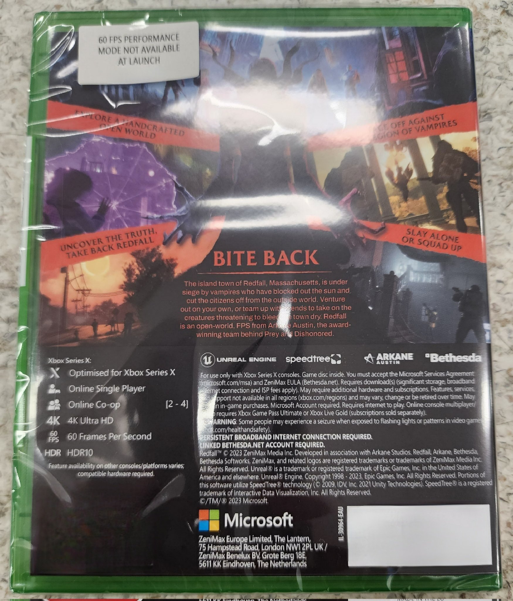 Redfall 60 fps label