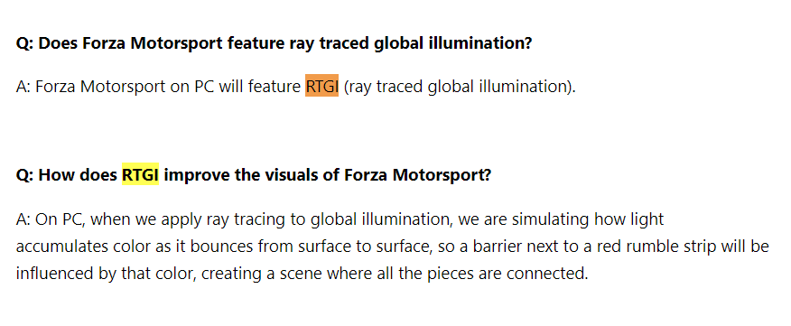 Forza motorsport ray traced global illumination pc