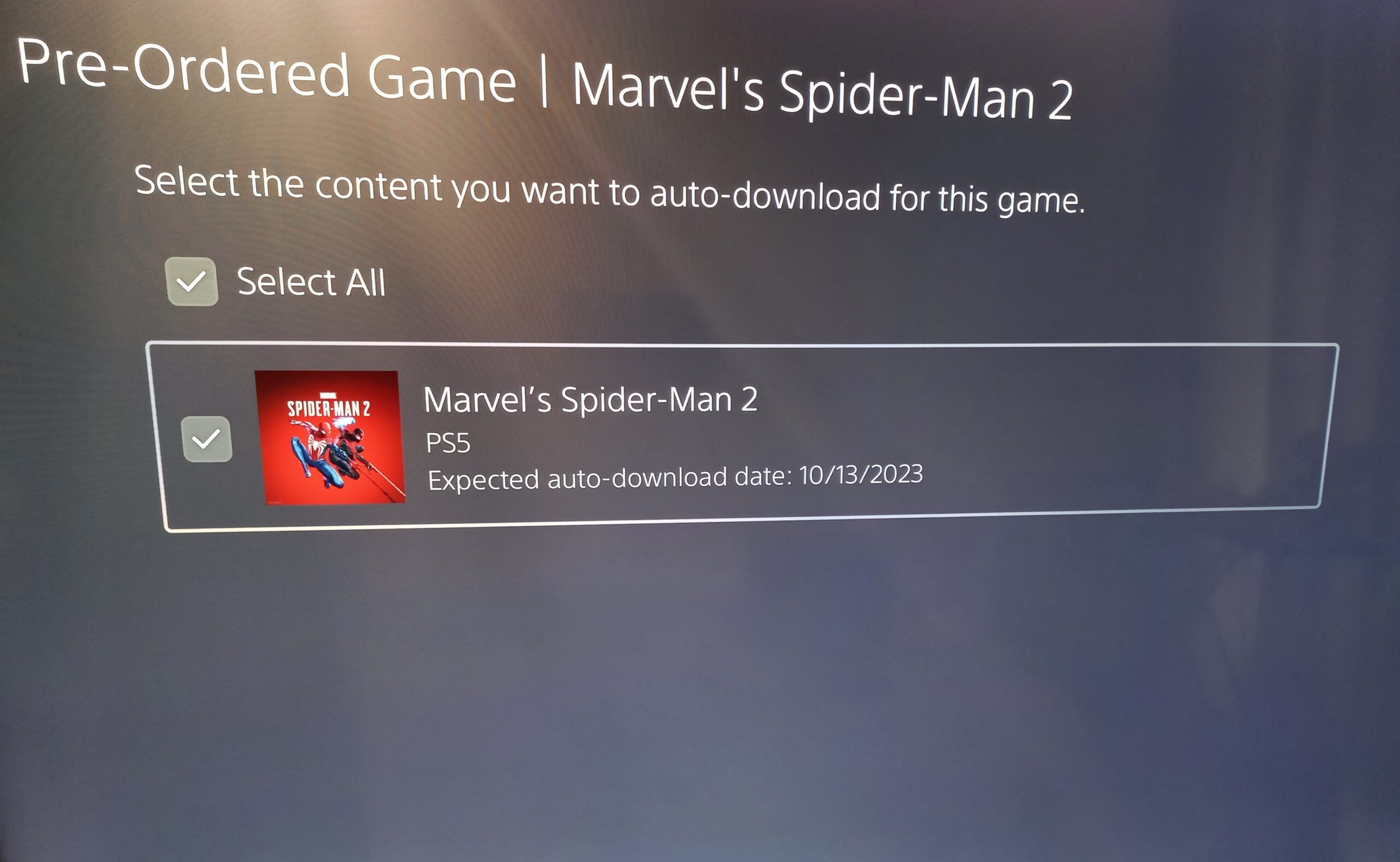 Spider-man 2 pre-load date
