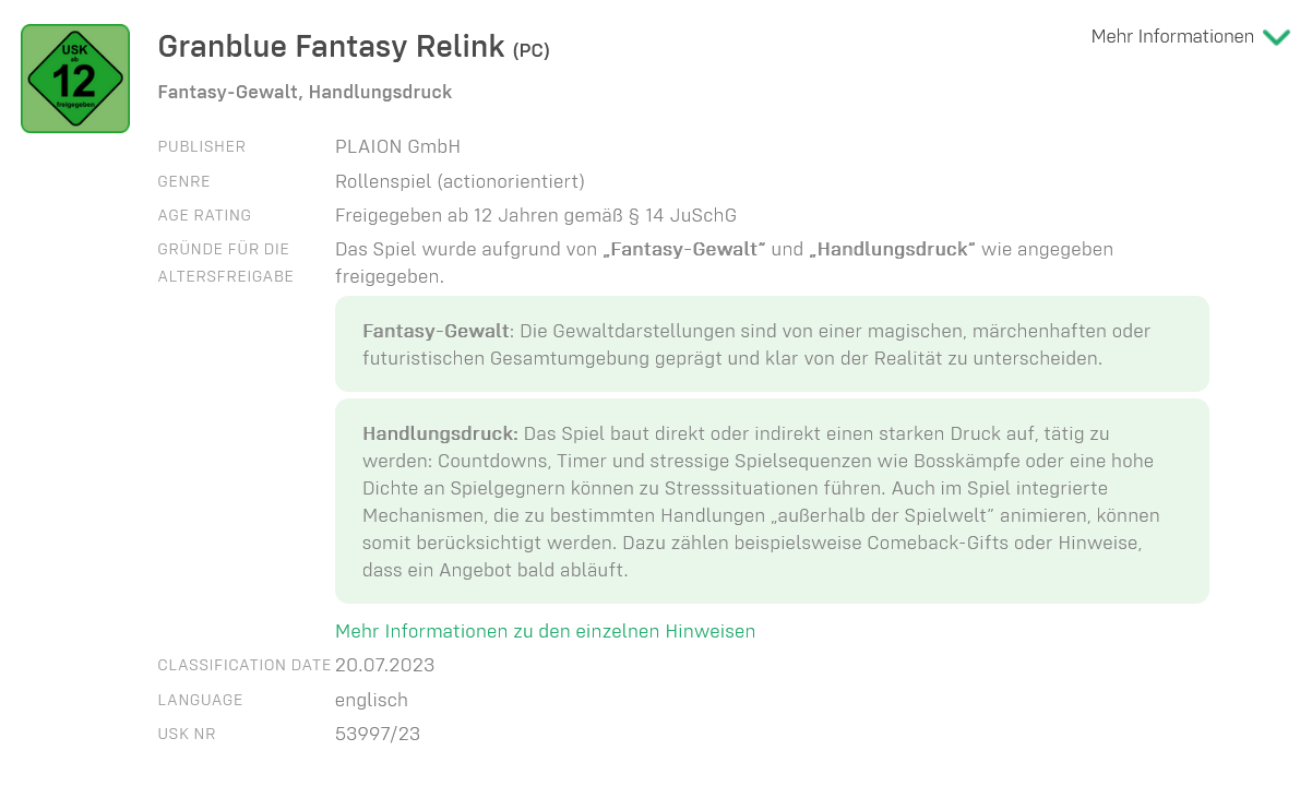 Granblue fantasy relink rated