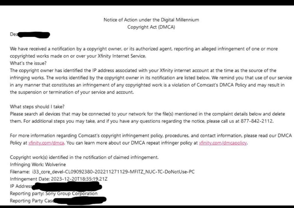 Marvel's wolverine dmca