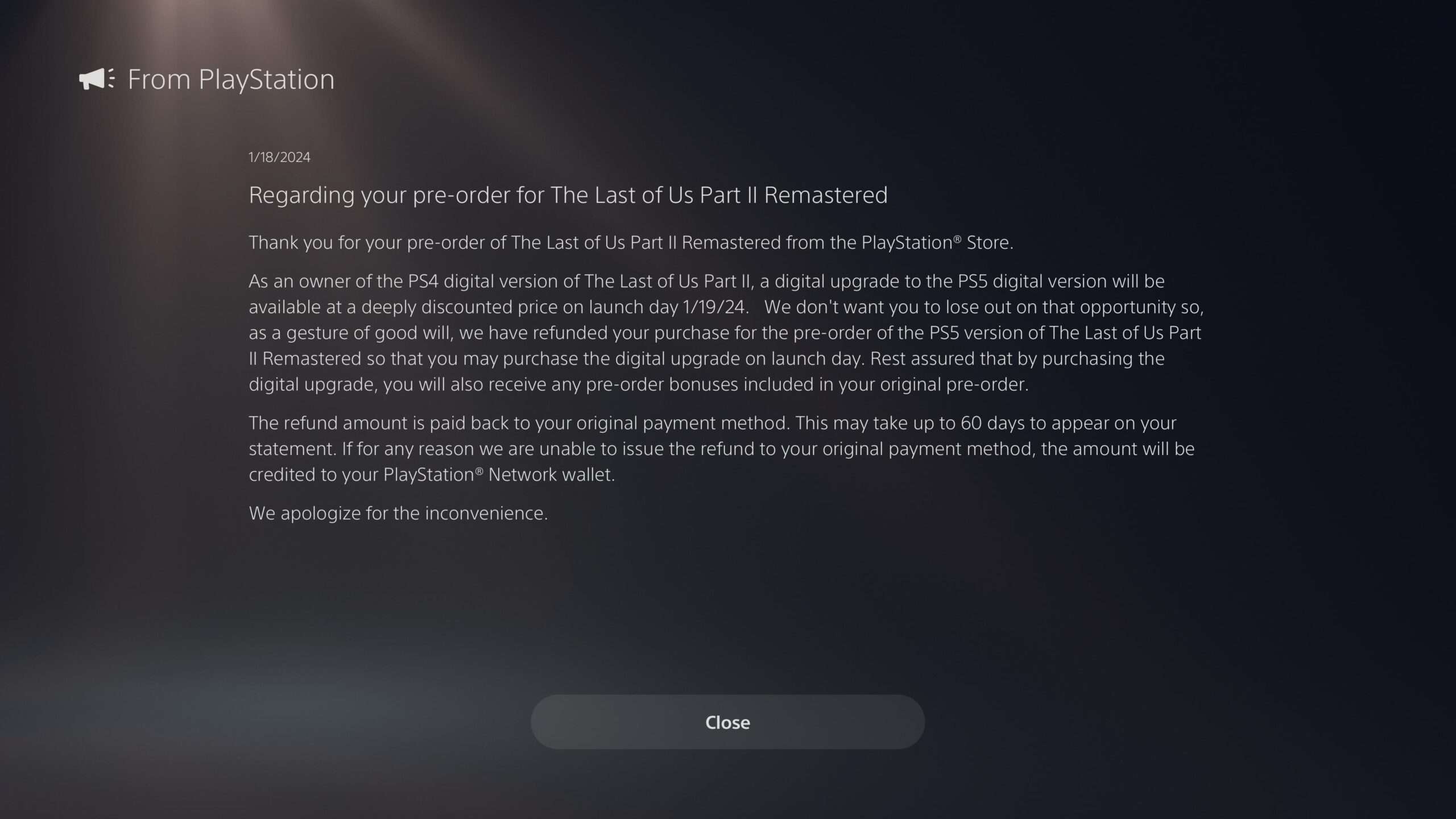 PlayStation возвращает деньги за обновленную версию The Last Of Us Part 2 для существующих владельцев версии для PS4
