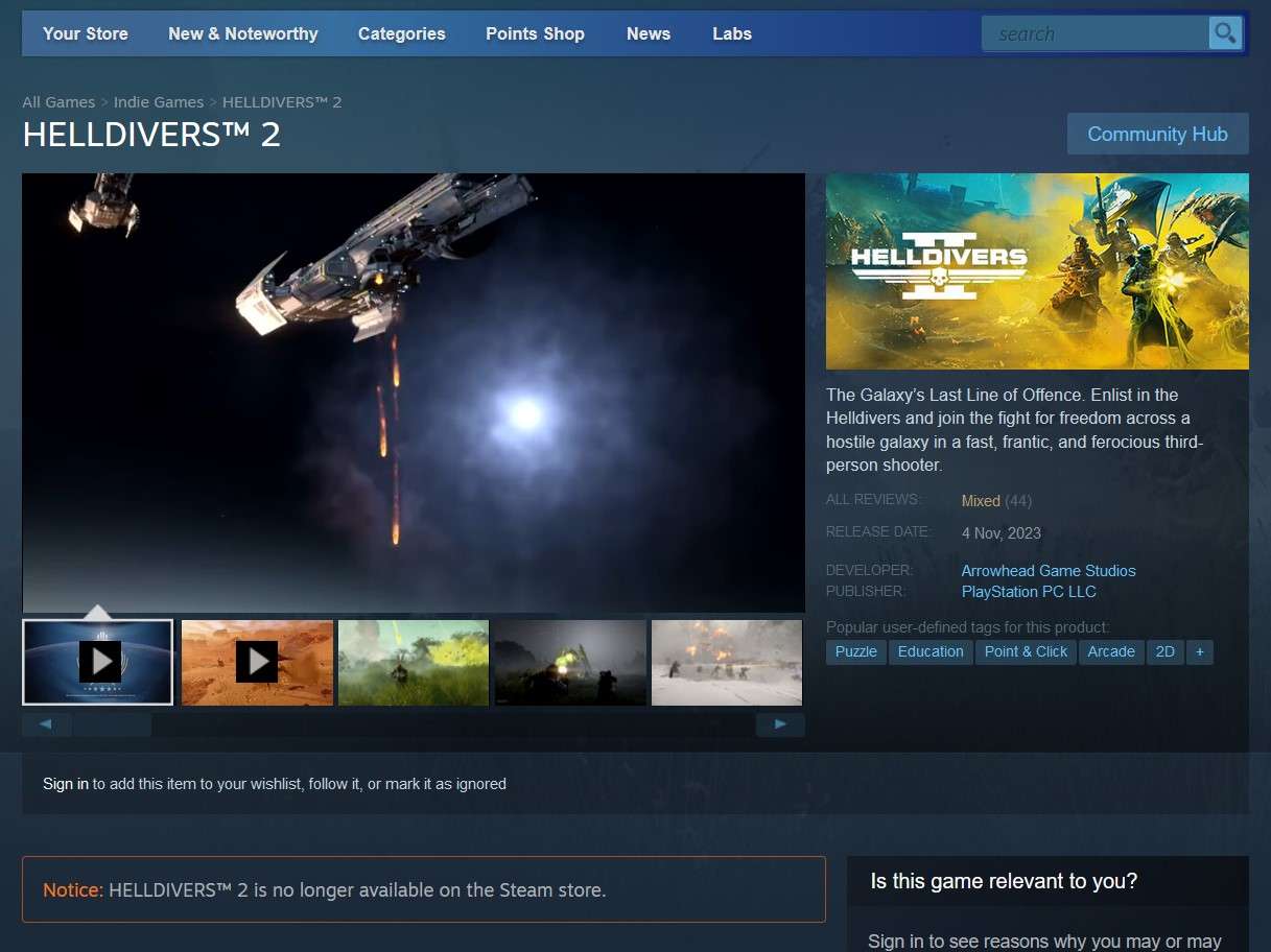 Helldivers 2 steam fake