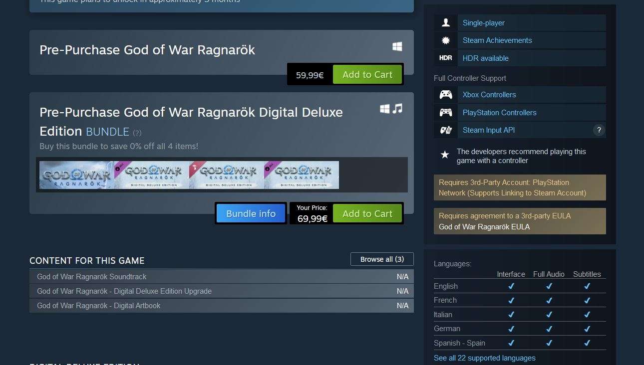 God of war ragnarok pc psn