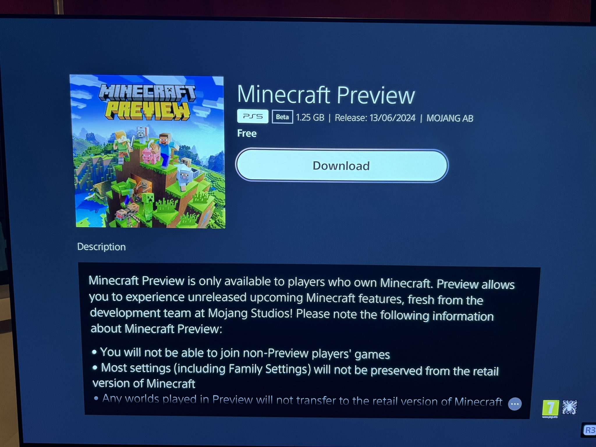 Minecraft ps5 preview