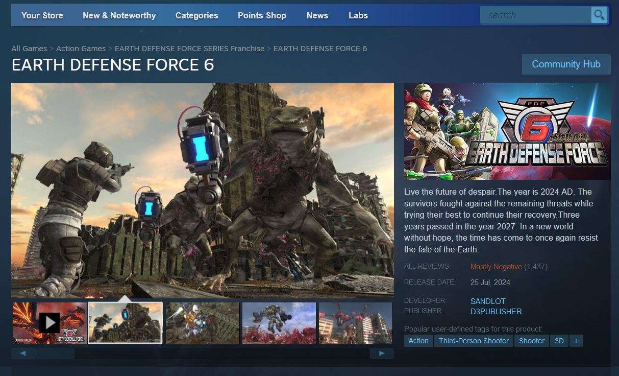Earth defense force 6 steam