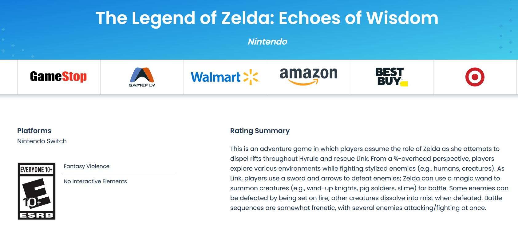 Zelda echoes of wisdom playable characters