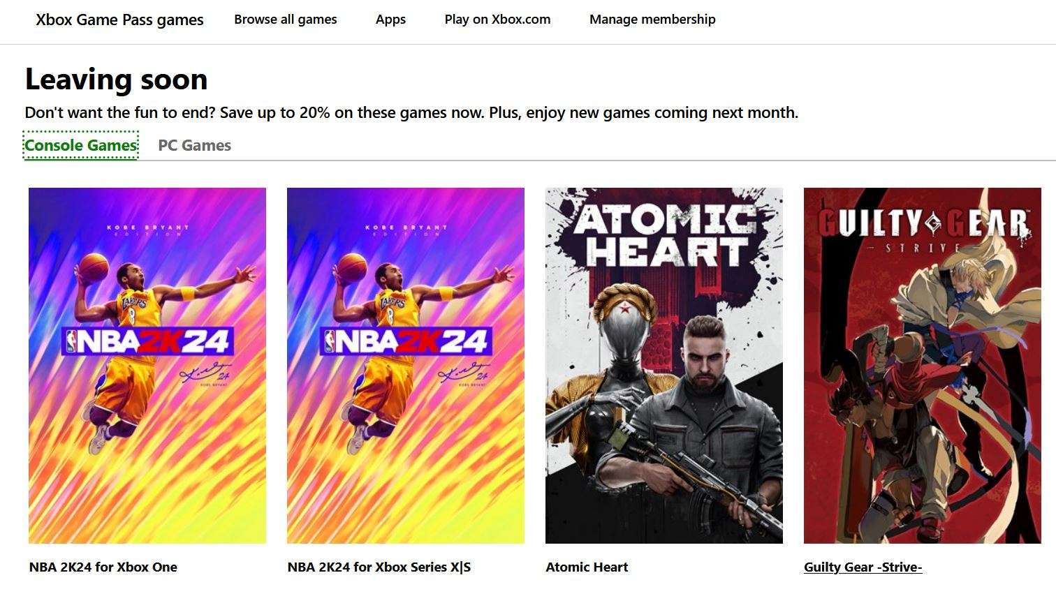 Xbox game pass leaving august 2024