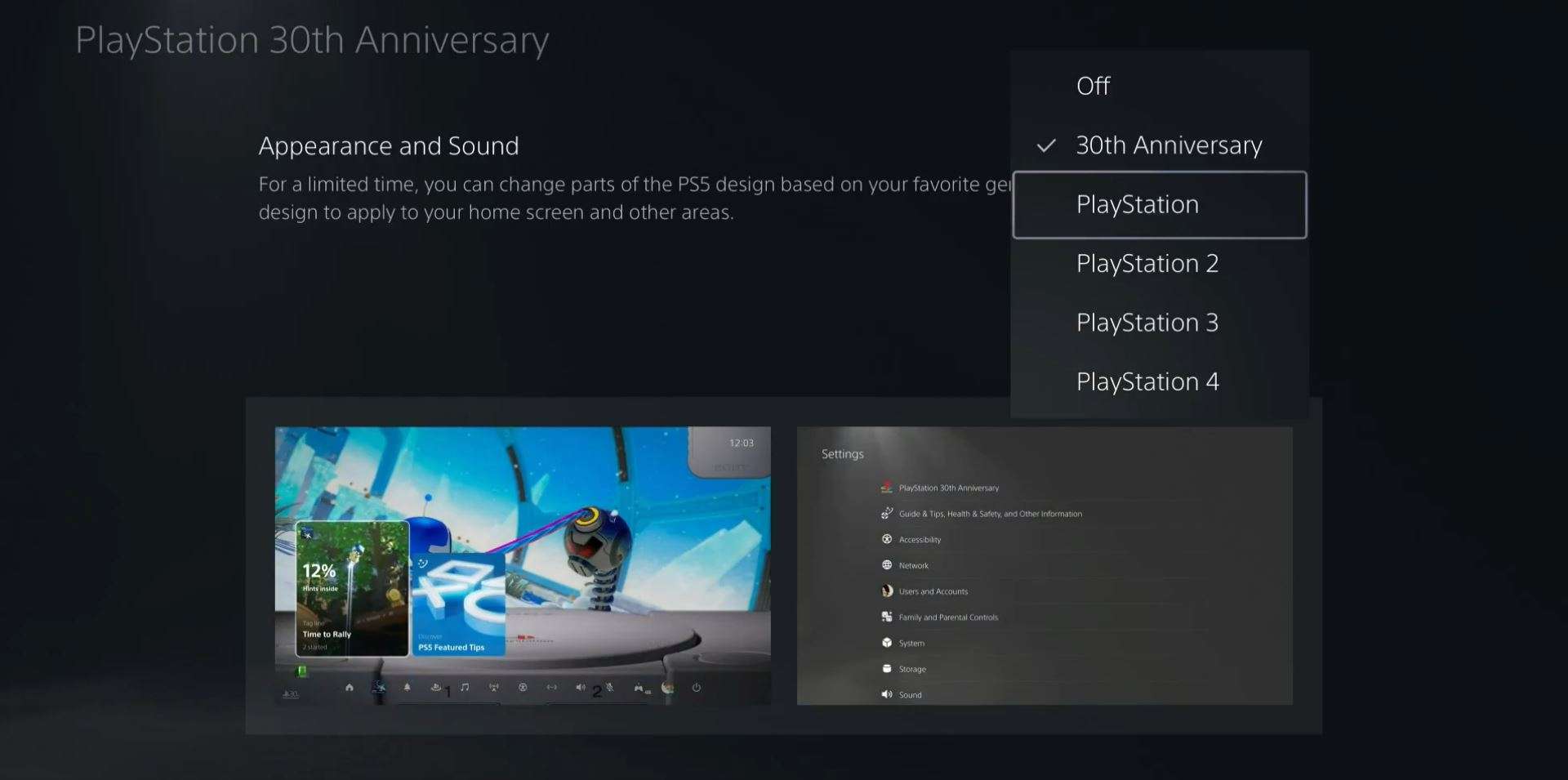 Ps5 30th anniversary boot screen