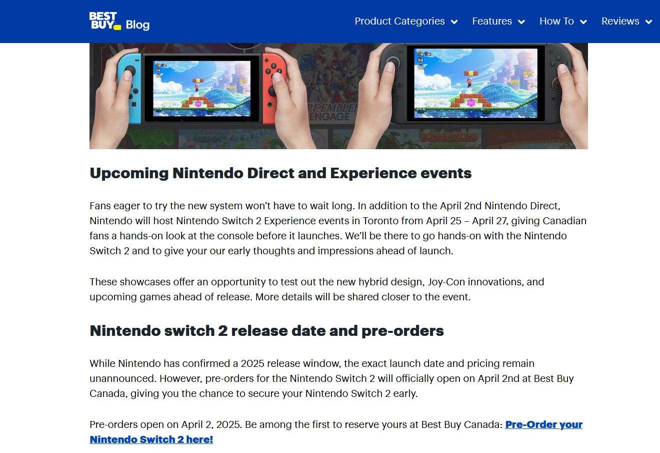 Nintendo switch 2 pre-order