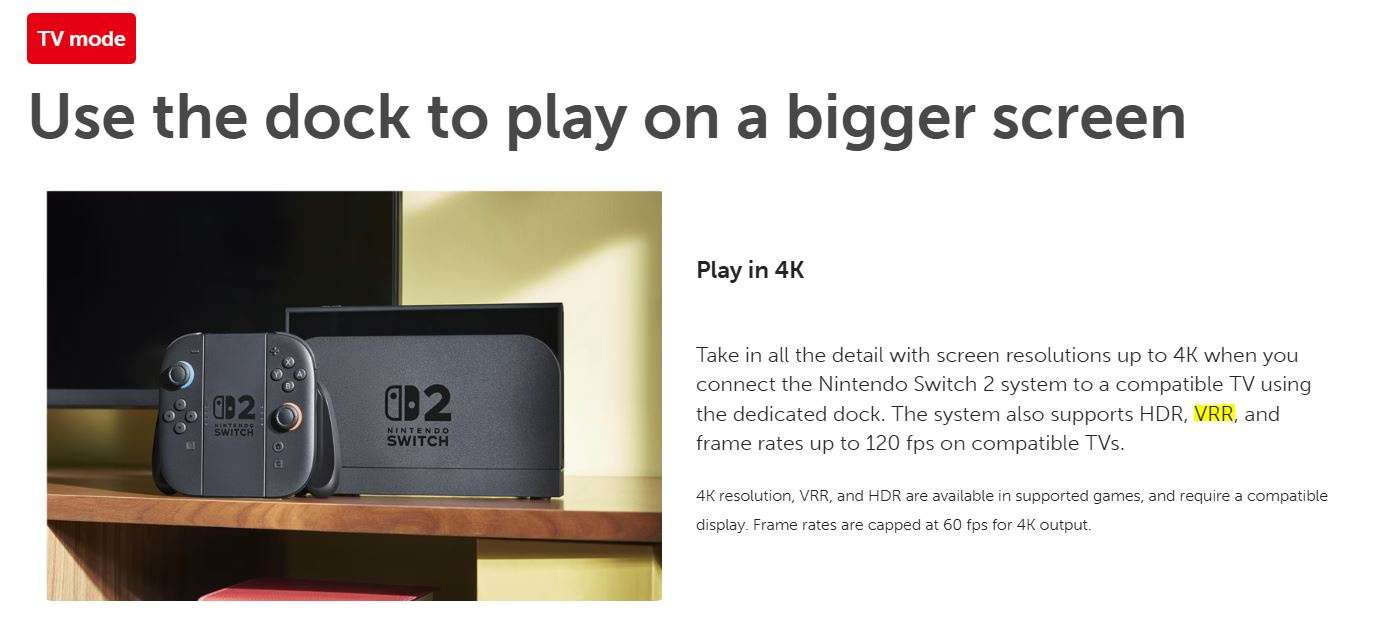 Nintendo switch 2 vrr