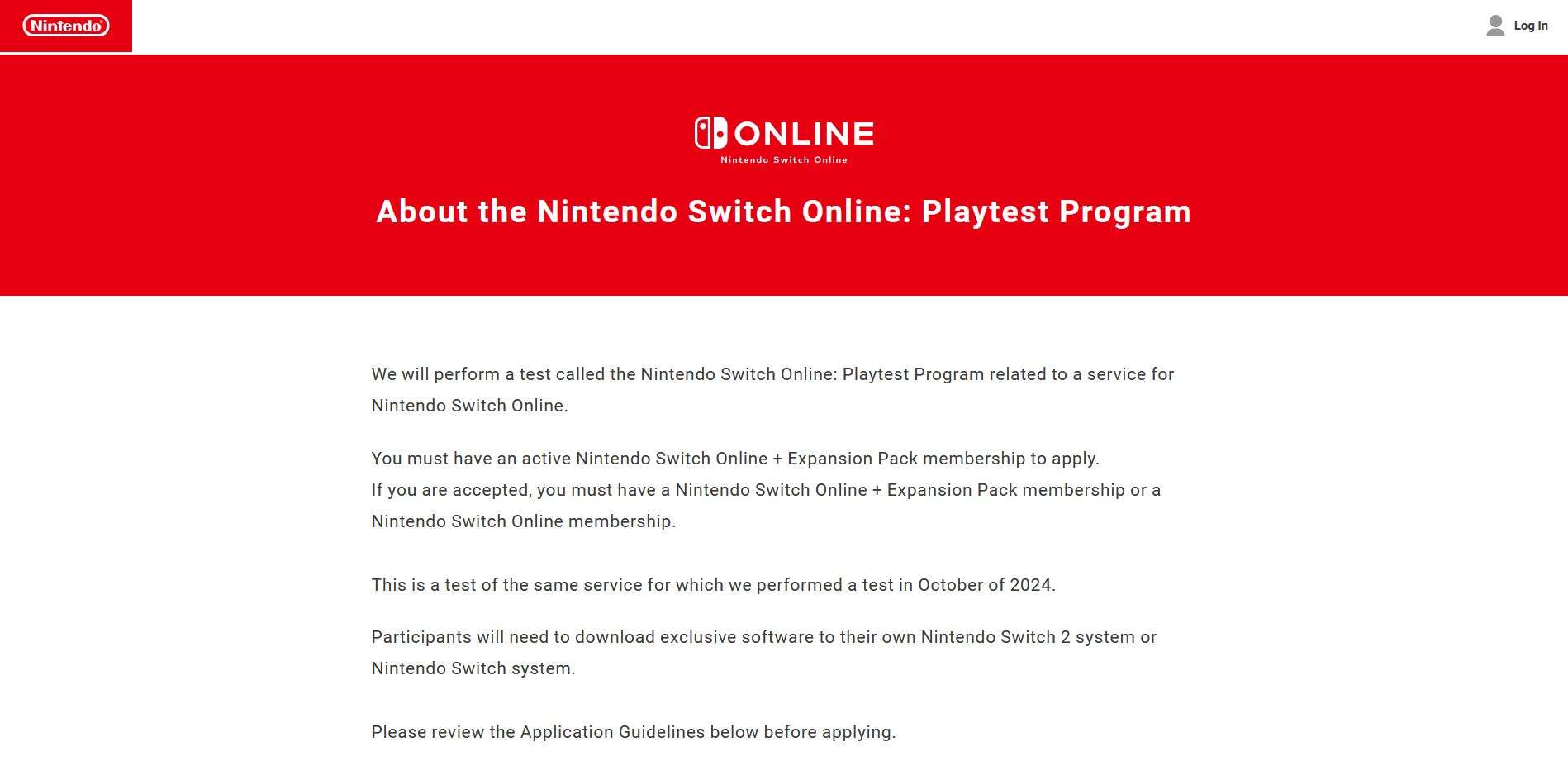 Nintendo switch online playtest