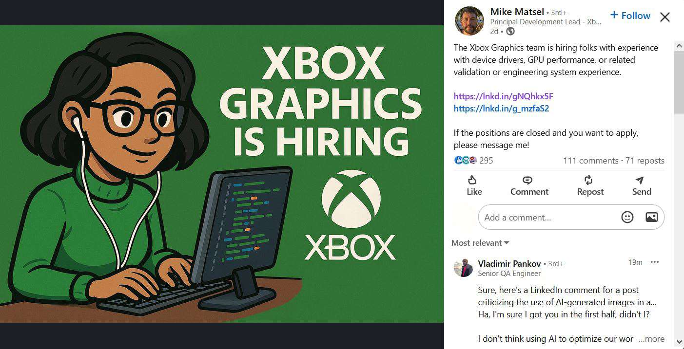 Xbox hiring ai
