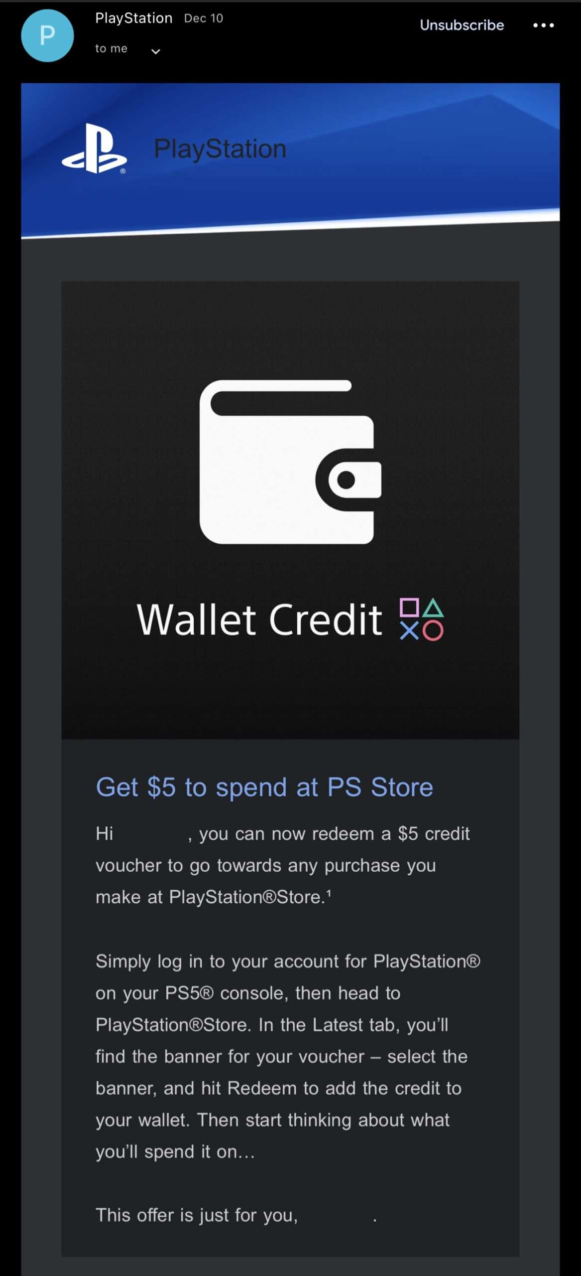 Playstation store credit