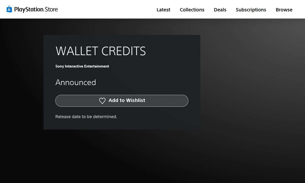 Wallet credits playstation store