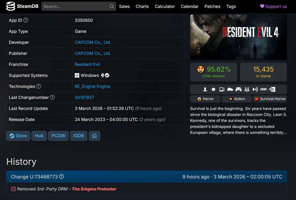 Resident evil 4 remake enigma drm