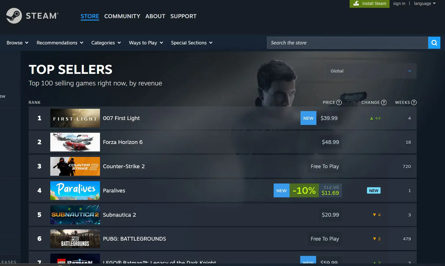 007 first light best-selling