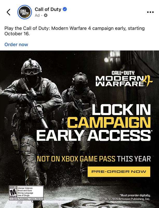 Modern warfare 4 xbox game pass