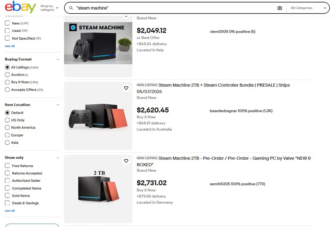 Steam machine scalper prices