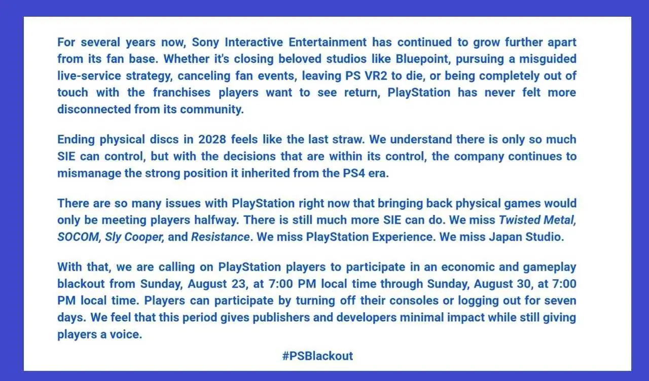 Playstation blackout