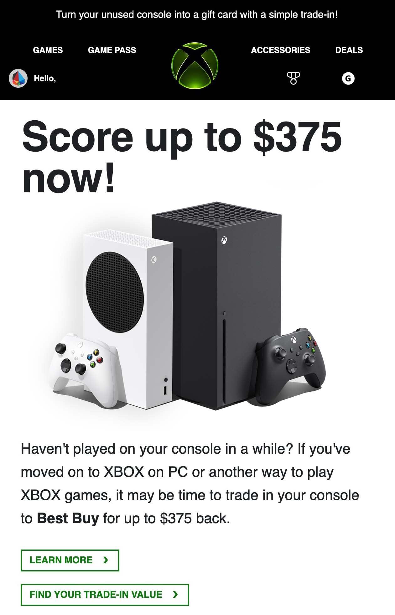 Xbox series trade